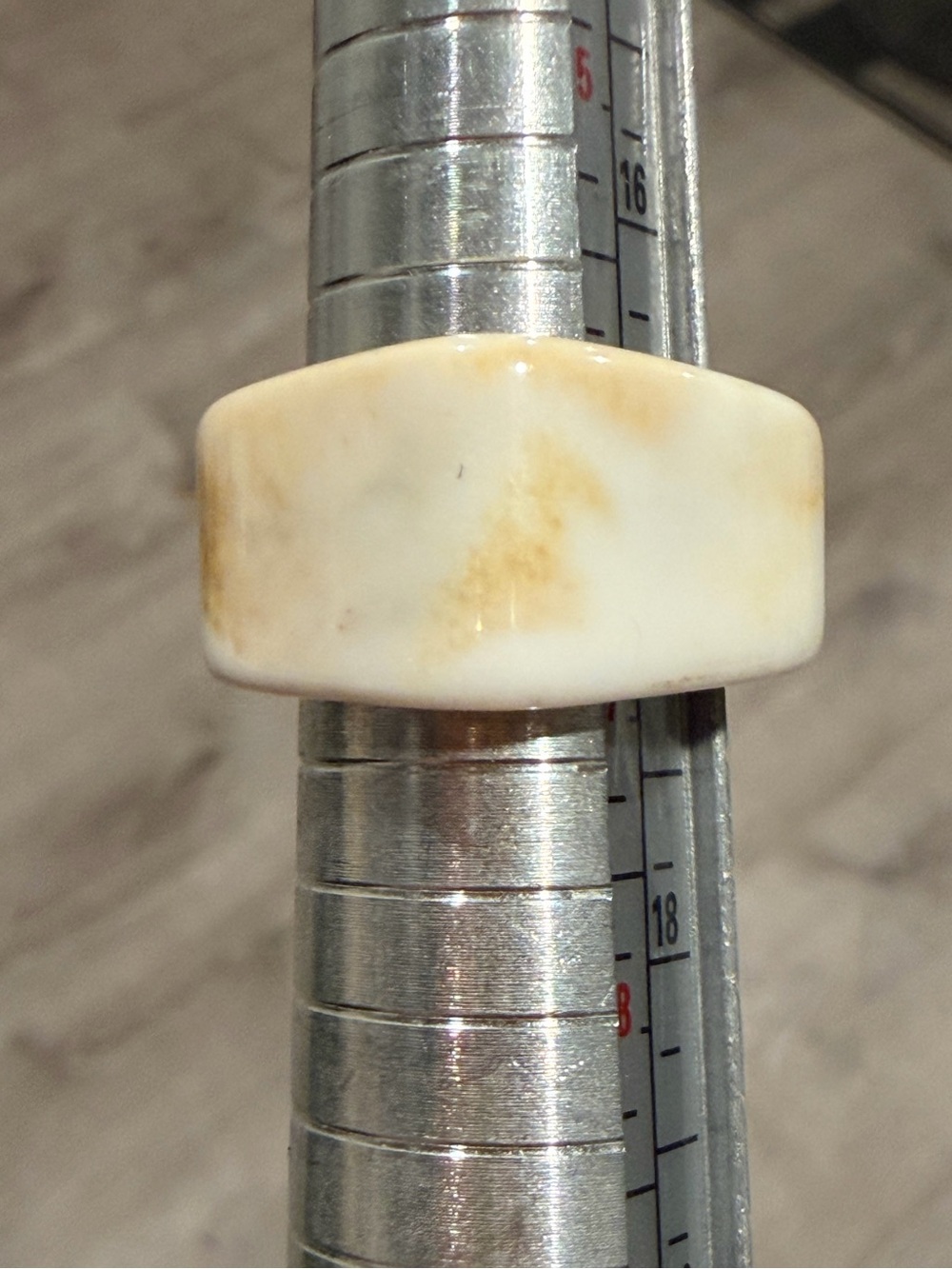Cream Resin Dome Ring with Subtle Amber Veining size 6.5